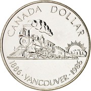 Canada Dollar Vancouver Centennial 1986 Proof KM# 149 CANADA DOLLAR 1886 ∙ VANCOUVERE ∙ 1986 coin reverse Canada Dollar Vancouver Centennial 1986 Proof KM# 149 CANADA DOLLAR 1886 ∙ VANCOUVERE ∙ 1986 coin reverse