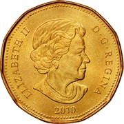 Canada Dollar Winter Olympics in Vancouver 2010 KM# 883 ELIZABETH II D ∙ G ∙ REGINA 2010 coin obverse Canada Dollar Winter Olympics in Vancouver 2010 KM# 883 ELIZABETH II D ∙ G ∙ REGINA 2010 coin obverse