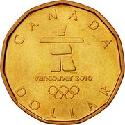 Canada Dollar Winter Olympics in Vancouver 2010 KM# 883 CANADA TM/MC VANCOUVER 2010 DOLLAR coin reverse Canada Dollar Winter Olympics in Vancouver 2010 KM# 883 CANADA TM/MC VANCOUVER 2010 DOLLAR coin reverse