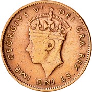 Canada One Cent George VI 1943 C KM# 18 GEORGIUS VI DEI GRA. REX ET IND. IMP. P.M. coin obverse Canada One Cent George VI 1943 C KM# 18 GEORGIUS VI DEI GRA. REX ET IND. IMP. P.M. coin obverse