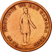 Canadian 1 Penny (2 SOUs) 1837 Coins | Coinscatalog.NET