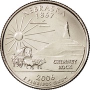 USA Quarter Dollar Nebraska 2006 D KM# 383 NEBRASKA 1867 E PLURIBUS UNUM CHIMNBY ROCK coin reverse USA Quarter Dollar Nebraska 2006 D KM# 383 NEBRASKA 1867 E PLURIBUS UNUM CHIMNBY ROCK coin reverse