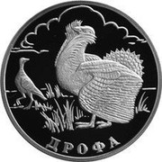Russia Rouble The Great Bustard 2004 Proof Y# 1029 ДРОФА coin reverse Russia Rouble The Great Bustard 2004 Proof Y# 1029 ДРОФА coin reverse