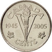 Canada V Cents Victory Anniversary 2005 P KM# 627 V CENTS CANADA 1945 2005 TS coin reverse Canada V Cents Victory Anniversary 2005 P KM# 627 V CENTS CANADA 1945 2005 TS coin reverse
