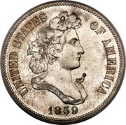 USA 1/2 Dollar Pattern 1859 KM# Pn249 UNITED STATES OF AMERICA LIBERTY 1859 coin obverse USA 1/2 Dollar Pattern 1859 KM# Pn249 UNITED STATES OF AMERICA LIBERTY 1859 coin obverse