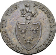 UK 1/2 Penny (Suffolk - Bury / P. Deck) SUCCESS TO THE PLOUGH & FLEECE coin obverse UK 1/2 Penny (Suffolk - Bury / P. Deck) SUCCESS TO THE PLOUGH & FLEECE coin obverse
