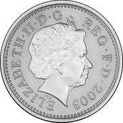 UK 1 Pound The Forth Railway Bridge 2003 Proof X# Pn147 ELIZABETH∙II∙D∙G REG∙F∙D∙2003 IRB coin obverse UK 1 Pound The Forth Railway Bridge 2003 Proof X# Pn147 ELIZABETH∙II∙D∙G REG∙F∙D∙2003 IRB coin obverse