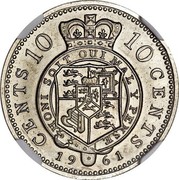 UK 10 Cents Elizabeth II (Decimal Pattern) 1961 KM# Pn142 CENTS 10 10 CENTS HONI SOIT OUI MAL Y PENSE ∙ 1961 ∙ coin reverse UK 10 Cents Elizabeth II (Decimal Pattern) 1961 KM# Pn142 CENTS 10 10 CENTS HONI SOIT OUI MAL Y PENSE ∙ 1961 ∙ coin reverse