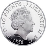 UK 10 Pounds Christening of Princess Charlotte 2015 ELIZABETH II ∙ D ∙ G ∙ REG ∙ F ∙ D ∙ 10 POUNDS J.C coin obverse UK 10 Pounds Christening of Princess Charlotte 2015 ELIZABETH II ∙ D ∙ G ∙ REG ∙ F ∙ D ∙ 10 POUNDS J.C coin obverse