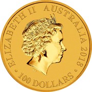 Australia 100 Dollars Bird of Paradise 2018 ELIZABETH II AUSTRALIA 2018 100 DOLLARS coin obverse Australia 100 Dollars Bird of Paradise 2018 ELIZABETH II AUSTRALIA 2018 100 DOLLARS coin obverse
