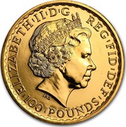 UK 100 Pounds Britannia 2014 ELIZABETH II D G REG FID DEF 100 POUNDS IRB coin obverse UK 100 Pounds Britannia 2014 ELIZABETH II D G REG FID DEF 100 POUNDS IRB coin obverse