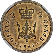 UK 2 Cents Elizabeth II (Decimal Pattern) 1961 KM# Pn140 CENTS 2 2 CENTS ∙ 1961 ∙ coin reverse UK 2 Cents Elizabeth II (Decimal Pattern) 1961 KM# Pn140 CENTS 2 2 CENTS ∙ 1961 ∙ coin reverse