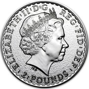 UK 2 Pounds (Britannia) ELIZABETH'II'D'G REG'FID'DEF '2'POUNDS' IRB coin obverse UK 2 Pounds (Britannia) ELIZABETH'II'D'G REG'FID'DEF '2'POUNDS' IRB coin obverse