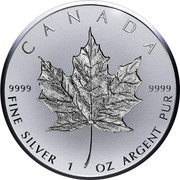 Canada 20 Dollars Maple Leaf 2018 Proof 9999 CANADA FINE SILVER 1 OZ ARGENT PUR 9999 coin reverse Canada 20 Dollars Maple Leaf 2018 Proof 9999 CANADA FINE SILVER 1 OZ ARGENT PUR 9999 coin reverse