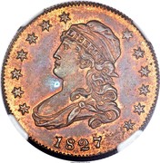 USA 25 C. (Capped Bust Pattern) LIBERTY 1827 coin obverse USA 25 C. (Capped Bust Pattern) LIBERTY 1827 coin obverse