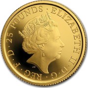 UK 25 Pounds The Beasts - Lion 2017 25 POUNDS 2018 ELIZABETH II D G REG F D coin obverse