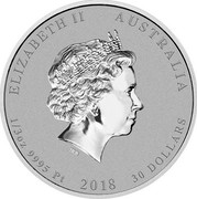 Australia 30 Dollars Australian Antarctic Territory - Emperor Penguin 2018 P UNC ELIZABETH II AUSTRALIA 1/3 OZ 9995 PT 2018 30 DOLLARS IRB coin obverse Australia 30 Dollars Australian Antarctic Territory - Emperor Penguin 2018 P UNC ELIZABETH II AUSTRALIA 1/3 OZ 9995 PT 2018 30 DOLLARS IRB coin obverse