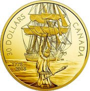 Canada 30 Dollars Captain Cook and the HMS Resolution 2018 30 DOLLARS CANADA 1778- 2018 NH coin reverse Canada 30 Dollars Captain Cook and the HMS Resolution 2018 30 DOLLARS CANADA 1778- 2018 NH coin reverse
