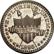 USA 5 Cents Pattern 1896 KM# Pn1863 E ∙ PLURIBUS ∙ UNUM LIBERTY 1896 coin obverse USA 5 Cents Pattern 1896 KM# Pn1863 E ∙ PLURIBUS ∙ UNUM LIBERTY 1896 coin obverse