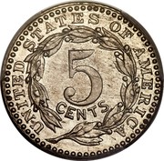 USA 5 Cents Pattern 1896 KM# Pn1863 UNITED STATES OF AMERICA 5 CENTS coin reverse USA 5 Cents Pattern 1896 KM# Pn1863 UNITED STATES OF AMERICA 5 CENTS coin reverse