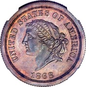 USA 5 Dollars (25 Francs) Pattern 1868 KM# Pn700 UNITED STATES OF AMERICA 1868 coin obverse USA 5 Dollars (25 Francs) Pattern 1868 KM# Pn700 UNITED STATES OF AMERICA 1868 coin obverse