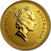 Australia 5 Dollars Nugget - Nailtailed Wallaby 1993 ELIZABETH II AUSTRALIA 5 DOLLARS RDM coin obverse Australia 5 Dollars Nugget - Nailtailed Wallaby 1993 ELIZABETH II AUSTRALIA 5 DOLLARS RDM coin obverse