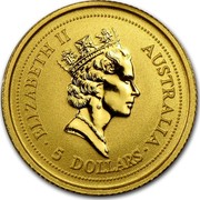 Australia 5 Dollars The Nugget 1998 ELIZABETH II AUSTRALIA ∙ 5 DOLLARS ∙ RDM coin obverse Australia 5 Dollars The Nugget 1998 ELIZABETH II AUSTRALIA ∙ 5 DOLLARS ∙ RDM coin obverse