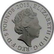 UK 5 Pounds 200th Anniversary of Waterloo Piedfort 2015 Proof ELIZABETH II∙D∙G∙REG∙F∙D∙5 POUNDS∙2015∙ J.C coin obverse UK 5 Pounds 200th Anniversary of Waterloo Piedfort 2015 Proof ELIZABETH II∙D∙G∙REG∙F∙D∙5 POUNDS∙2015∙ J.C coin obverse