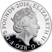 UK 5 Pounds The Queen's 90th Birthday (Piedfort) 2016 Proof ELIZABETH II.D.G.REG.F.D.5 POUNDS.2016. JC coin obverse