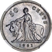 UK 50 Cents Elizabeth II (Decimal Pattern) 1961 KM# Pn144 50 CENTS 1961 coin reverse UK 50 Cents Elizabeth II (Decimal Pattern) 1961 KM# Pn144 50 CENTS 1961 coin reverse