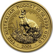 Australia 50 Dollars Australian Nugget 2001 THE AUSTRALIAN NUGGET 1/2 OZ. 9999 GOLD 2001 coin reverse Australia 50 Dollars Australian Nugget 2001 THE AUSTRALIAN NUGGET 1/2 OZ. 9999 GOLD 2001 coin reverse