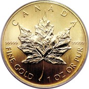 Canada 50 Dollars Maple Leaf 2005 200 were melted down CANADA 99999 99999 FINE GOLD 1 OZ OR PUR coin reverse Canada 50 Dollars Maple Leaf 2005 200 were melted down CANADA 99999 99999 FINE GOLD 1 OZ OR PUR coin reverse