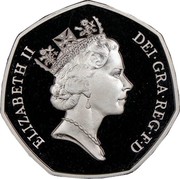 UK 50 Pence European Community (Piedfort) 1992 Proof KM# P15 ELIZABETH II DEI∙GRA∙REG∙F∙D RDM coin obverse