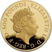UK 500 Pounds Britannia 2016 ELIZABETH II D G REG F D 500 POUNDS J.C coin obverse UK 500 Pounds Britannia 2016 ELIZABETH II D G REG F D 500 POUNDS J.C coin obverse