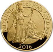 UK 500 Pounds Britannia 2016 BRITANNIA 5 OZ FINE GOLD 9999 2016 coin reverse UK 500 Pounds Britannia 2016 BRITANNIA 5 OZ FINE GOLD 9999 2016 coin reverse