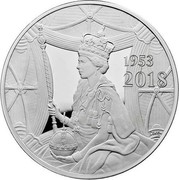 UK 500 Pounds Queen Elizabeth II Sapphire Coronation 2018 Proof 1953 2018 coin reverse UK 500 Pounds Queen Elizabeth II Sapphire Coronation 2018 Proof 1953 2018 coin reverse
