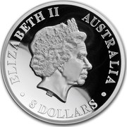 Australia 8 Dollars Australian Kookaburra 2018 ELIZABETH II AUSTRALIA 8 DOLLARS coin obverse Australia 8 Dollars Australian Kookaburra 2018 ELIZABETH II AUSTRALIA 8 DOLLARS coin obverse
