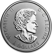 Canada 8 Dollars Bison 2017 ELIZABETH II D G REGINA 8 DOLLARS coin obverse Canada 8 Dollars Bison 2017 ELIZABETH II D G REGINA 8 DOLLARS coin obverse