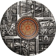 Australia 8 Dollars World War I Centenary. Hall of Memory 2018 P Antique AUDACITY DEVOTION COMRADESHIP CHIVALRY P LB coin reverse Australia 8 Dollars World War I Centenary. Hall of Memory 2018 P Antique AUDACITY DEVOTION COMRADESHIP CHIVALRY P LB coin reverse