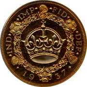 UK Crown 1937 Pre-Decimal coinage IND IMP FID DEF 19 37 coin reverse UK Crown 1937 Pre-Decimal coinage IND IMP FID DEF 19 37 coin reverse