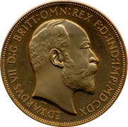 UK Crown Edward VII Gold Pattern ND EDWARDVS VII D:G BRITT:OMN:REX F:D:IND:IMP:MDCDX coin obverse UK Crown Edward VII Gold Pattern ND EDWARDVS VII D:G BRITT:OMN:REX F:D:IND:IMP:MDCDX coin obverse