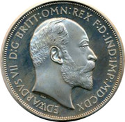 UK Crown Edward VII Pattern ND EDWARDVS VII D:G BRITT:OMN:REX F:D:IND:IMP:MDCDX coin obverse