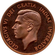 UK Crown George VI Pattern 1937 GEORGIVS VI DEI GRATIA INDIAE IMPERATOR coin obverse