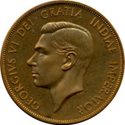 UK Crown George VI Pattern 1937 GEORGIVS VI DEI GRATIA INDIAE IMPERATOR coin obverse