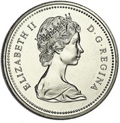 Canada Dollar Calgary Centennial 1975 Specimen KM# 97 ELIZABETH II D ∙ G ∙ REGINA coin obverse Canada Dollar Calgary Centennial 1975 Specimen KM# 97 ELIZABETH II D ∙ G ∙ REGINA coin obverse