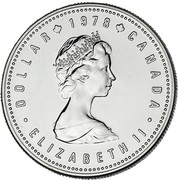 Canada Dollar Commonwealth Games 1978 Specimen KM# 121 DOLLAR ∙ 1978 ∙ CANADA ∙ ELIZABETH II coin obverse Canada Dollar Commonwealth Games 1978 Specimen KM# 121 DOLLAR ∙ 1978 ∙ CANADA ∙ ELIZABETH II coin obverse