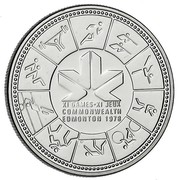 Canada Dollar Commonwealth Games 1978 Specimen KM# 121 XI GAMES ∙ XI JEUX COMMONWEALTH EDMONTON 1978 coin reverse Canada Dollar Commonwealth Games 1978 Specimen KM# 121 XI GAMES ∙ XI JEUX COMMONWEALTH EDMONTON 1978 coin reverse