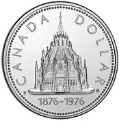 Canada Dollar Library of Parliament 1976 Specimen KM# 106 CANADA DOLLAR 1876-1976 coin reverse Canada Dollar Library of Parliament 1976 Specimen KM# 106 CANADA DOLLAR 1876-1976 coin reverse