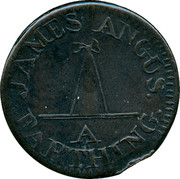 UK Farthing Glasgow Tea Shop 1780 JAMES ANGUS. FARTHING. A coin obverse UK Farthing Glasgow Tea Shop 1780 JAMES ANGUS. FARTHING. A coin obverse