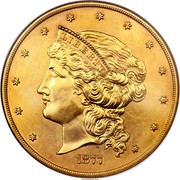 USA Fifty Dollars (Half Union Pattern) LIBERTY B 1877 coin obverse USA Fifty Dollars (Half Union Pattern) LIBERTY B 1877 coin obverse